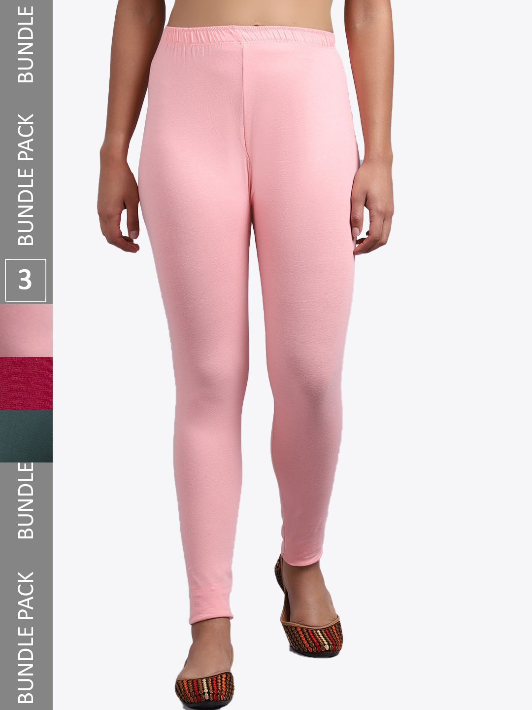 

GRACIT Women Pack Of 3 Ankle Length Leggings, Pink