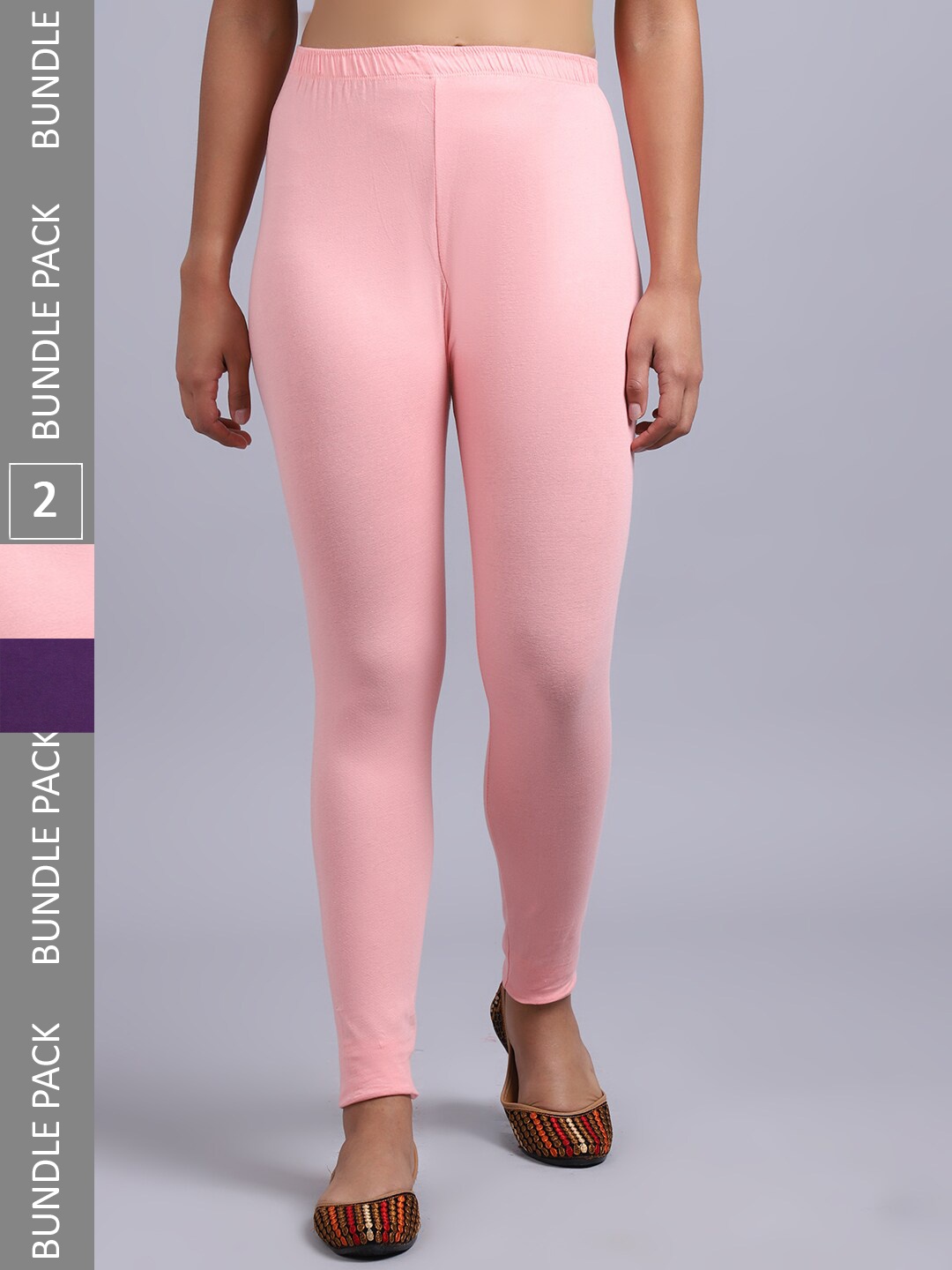 

GRACIT Women Pack Of 2 Ankle-Length Leggings, Pink