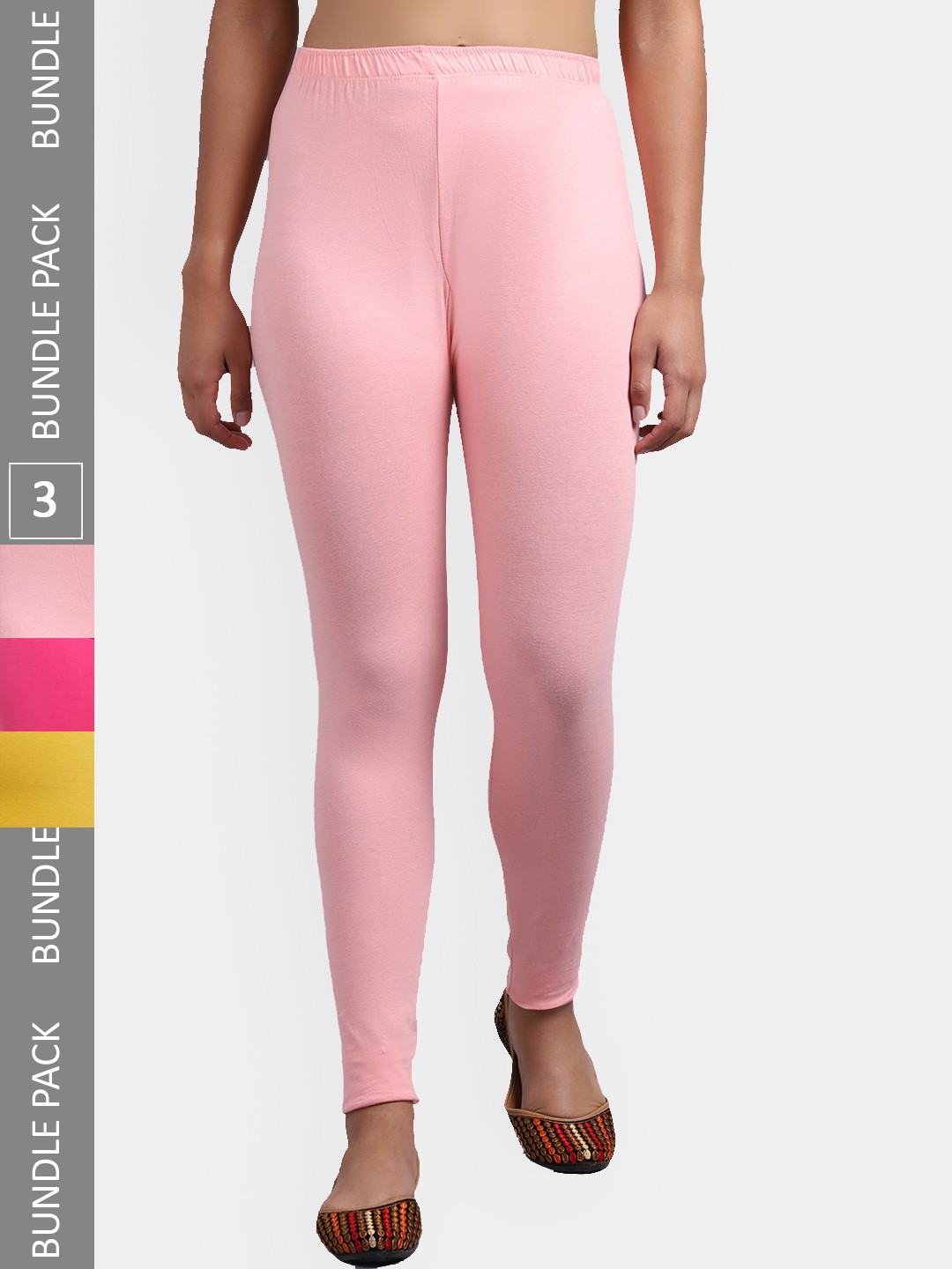 

GRACIT Women Pack Of 3 Ankle-Length Leggings, Pink