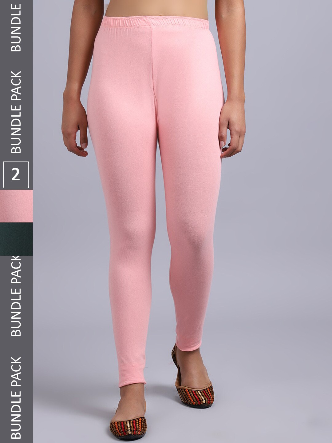 

GRACIT Women Pack Of 2 Ankle-Length Leggings, Pink