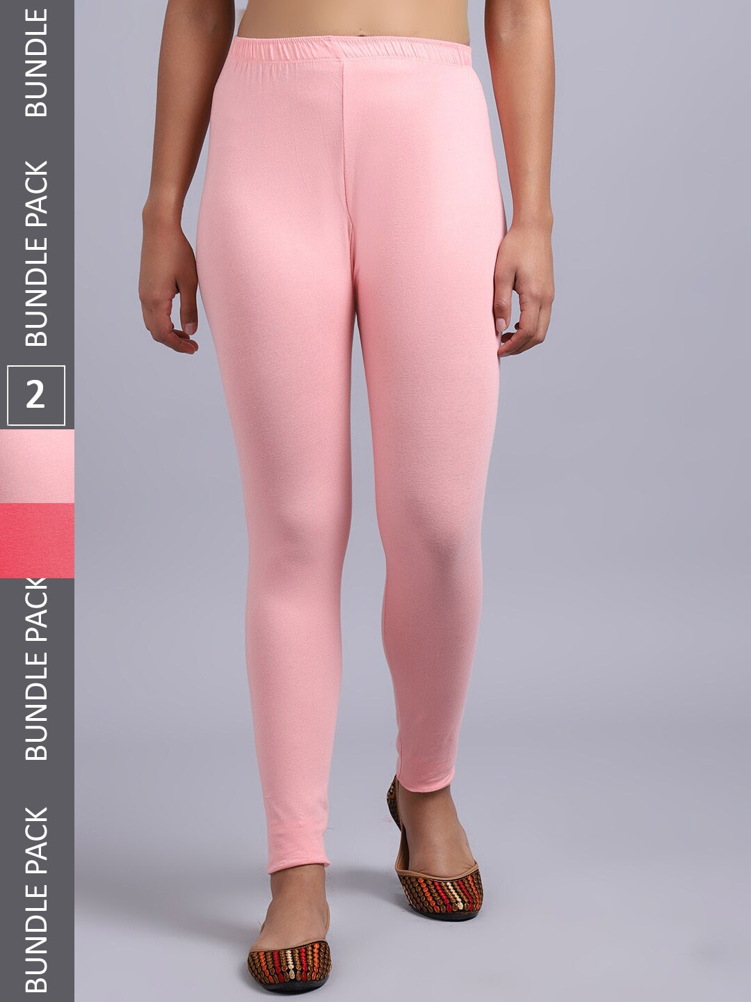 

GRACIT Women Pack Of 2 Ankle Length Leggings, Pink