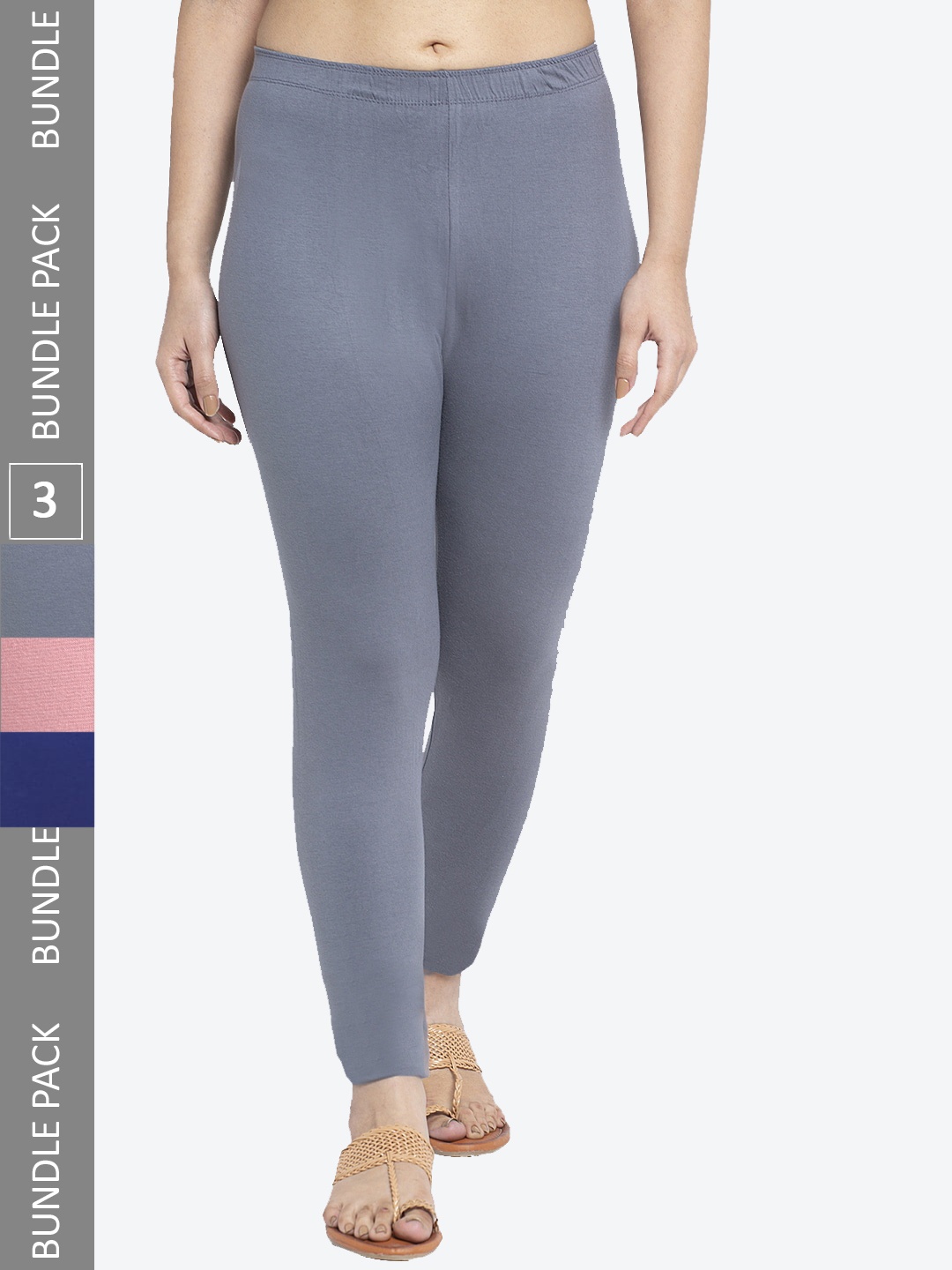 

GRACIT Women Pack Of 3 Ankle-Length Leggings, Grey