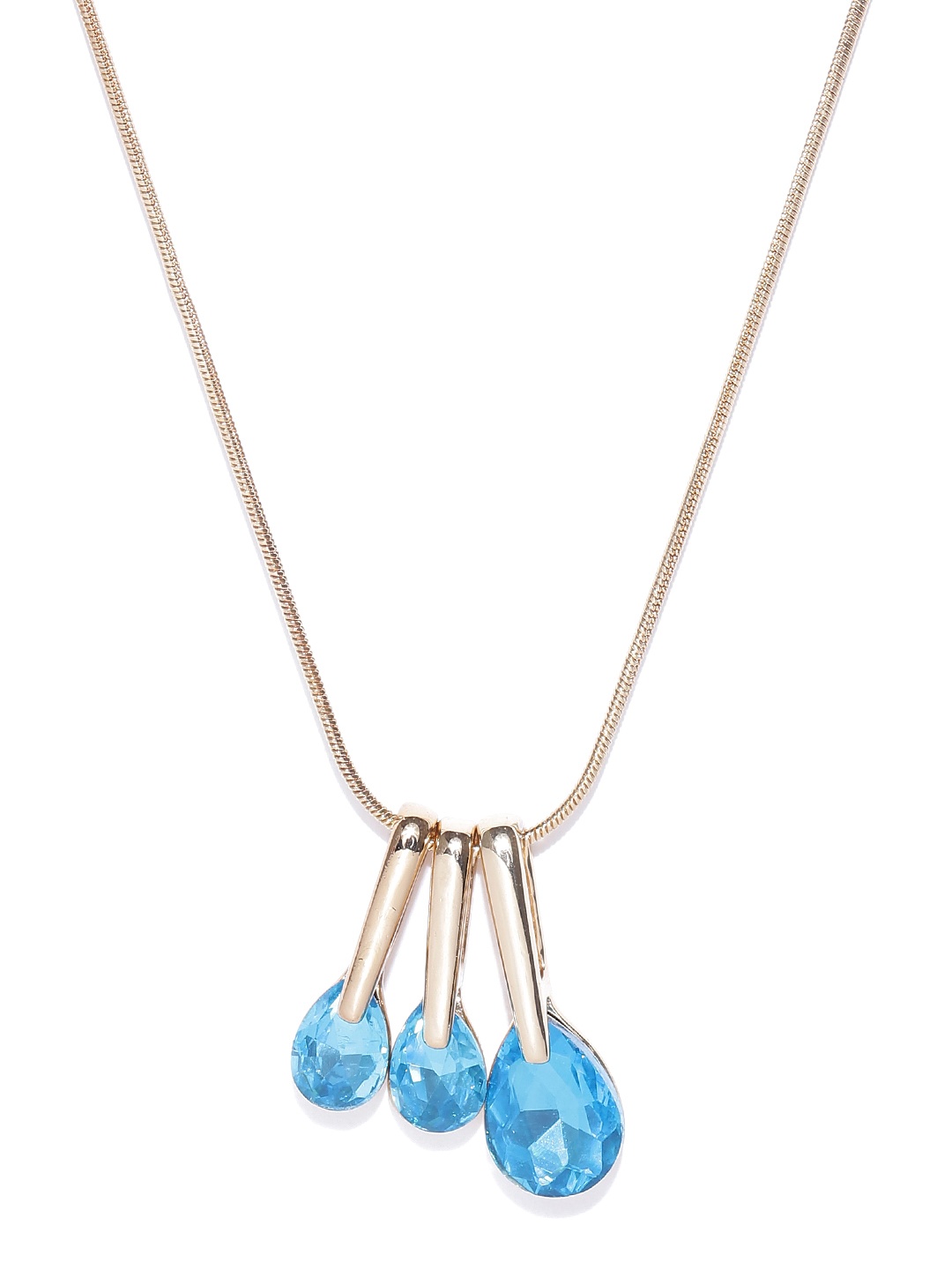 

YouBella Set of 3 Blue & Gold-Toned Stone-Studded Pendants with Chain