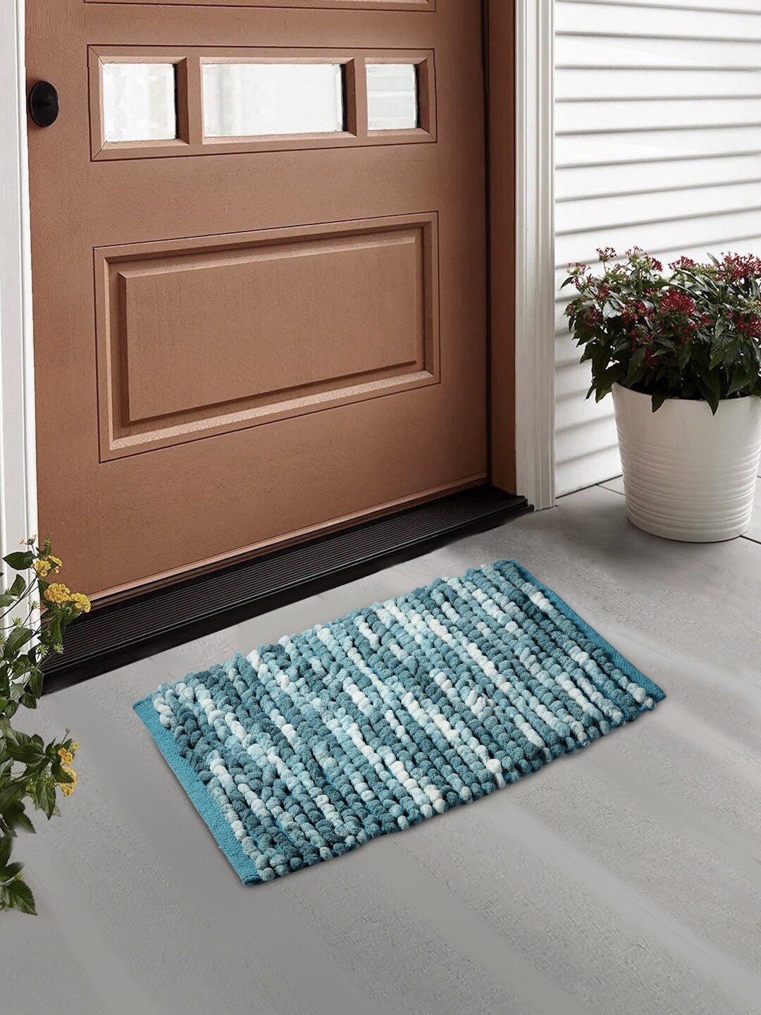 

FABINALIV Blue Patterned Anti-Skid Doormat