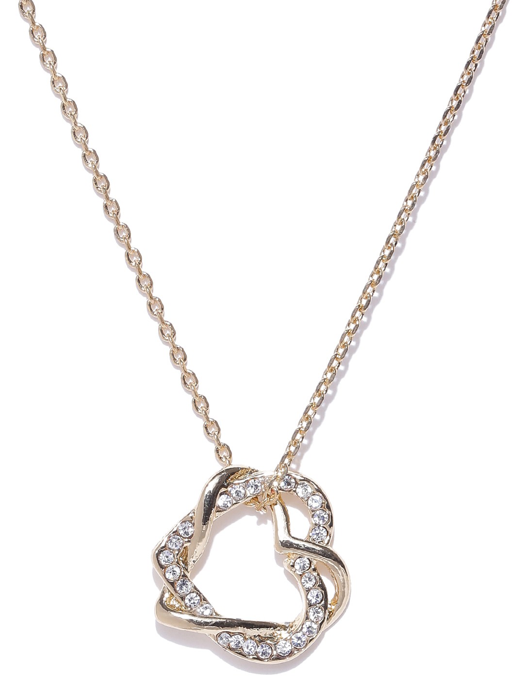 

YouBella Gold-Toned Heart-Shaped Stone-Studded Pendant with Chain