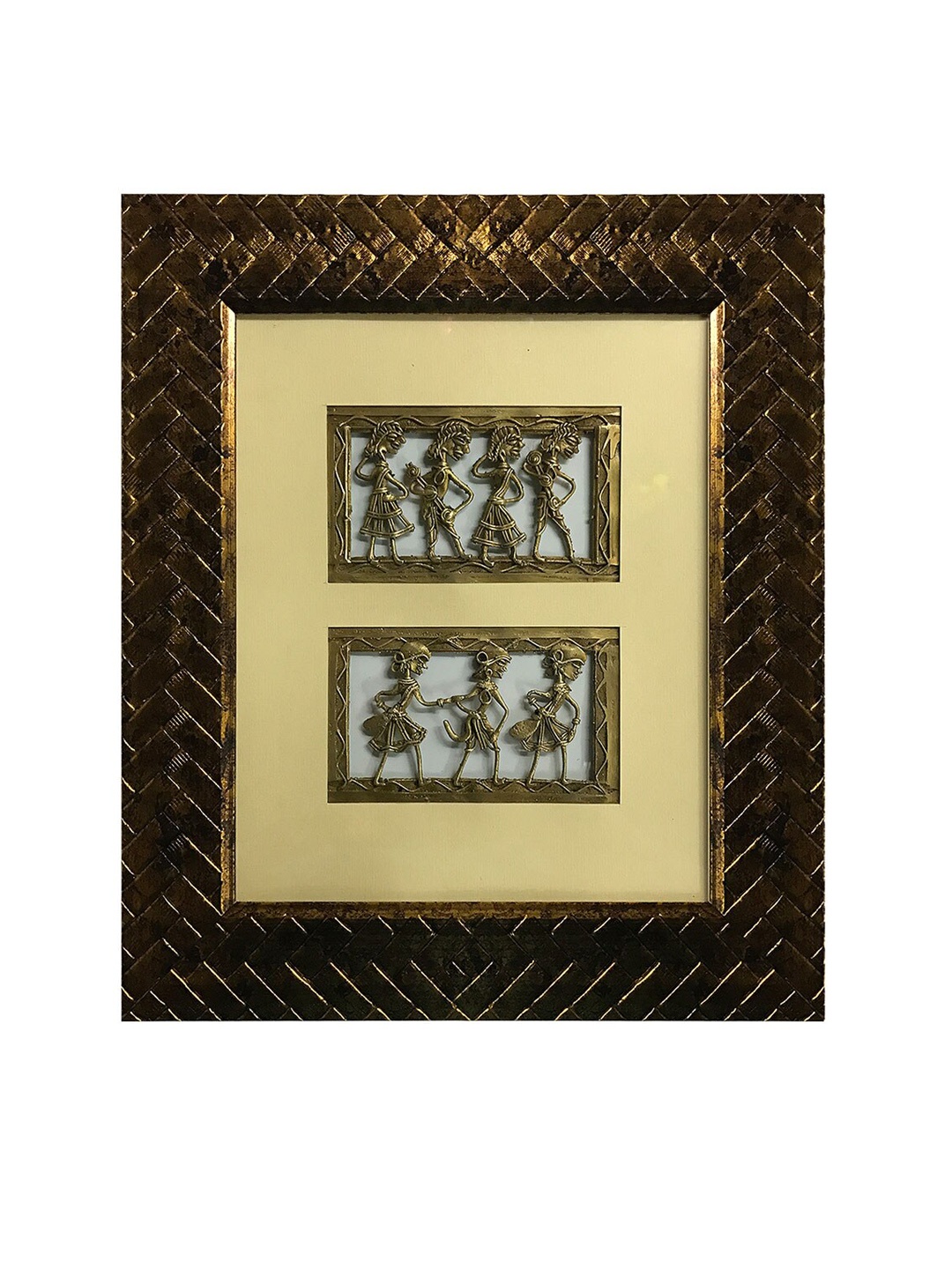 

Gallery99 Beige Metallic Human Figurines Dhokra And Warli Framed Wall Art