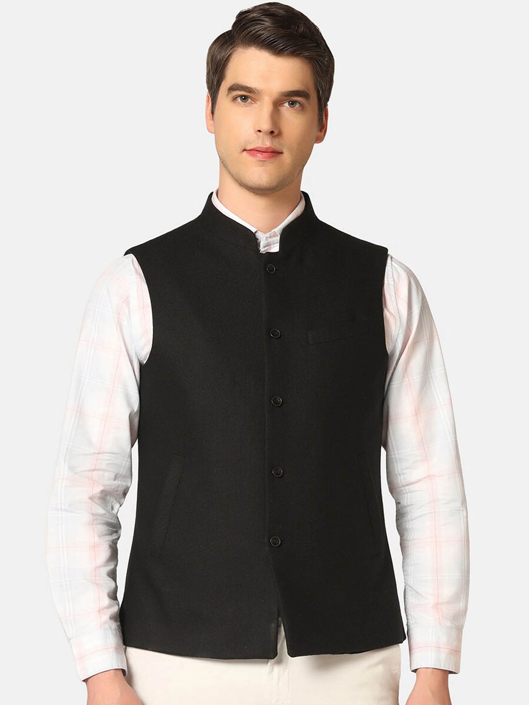

Blackberrys Slim-Fit Bandhgala Nehru Jacket, Black