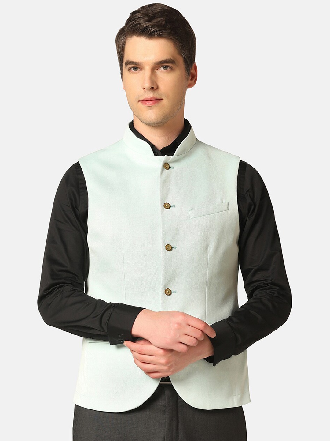 

Blackberrys Slim-Fit Bandhgala Nehru Jacket, Sea green