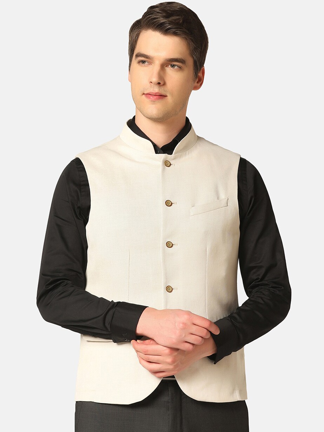 

Blackberrys Slim-Fit Bandhgala Nehru Jacket, Off white