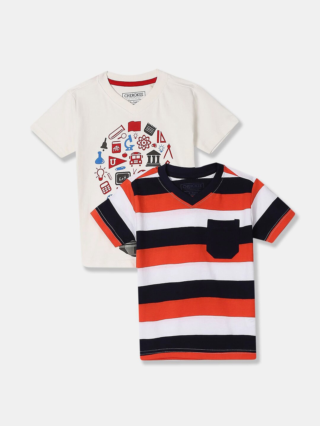 

V-Mart Boys Pack Of 2 Cotton Casual T-Shirts, White
