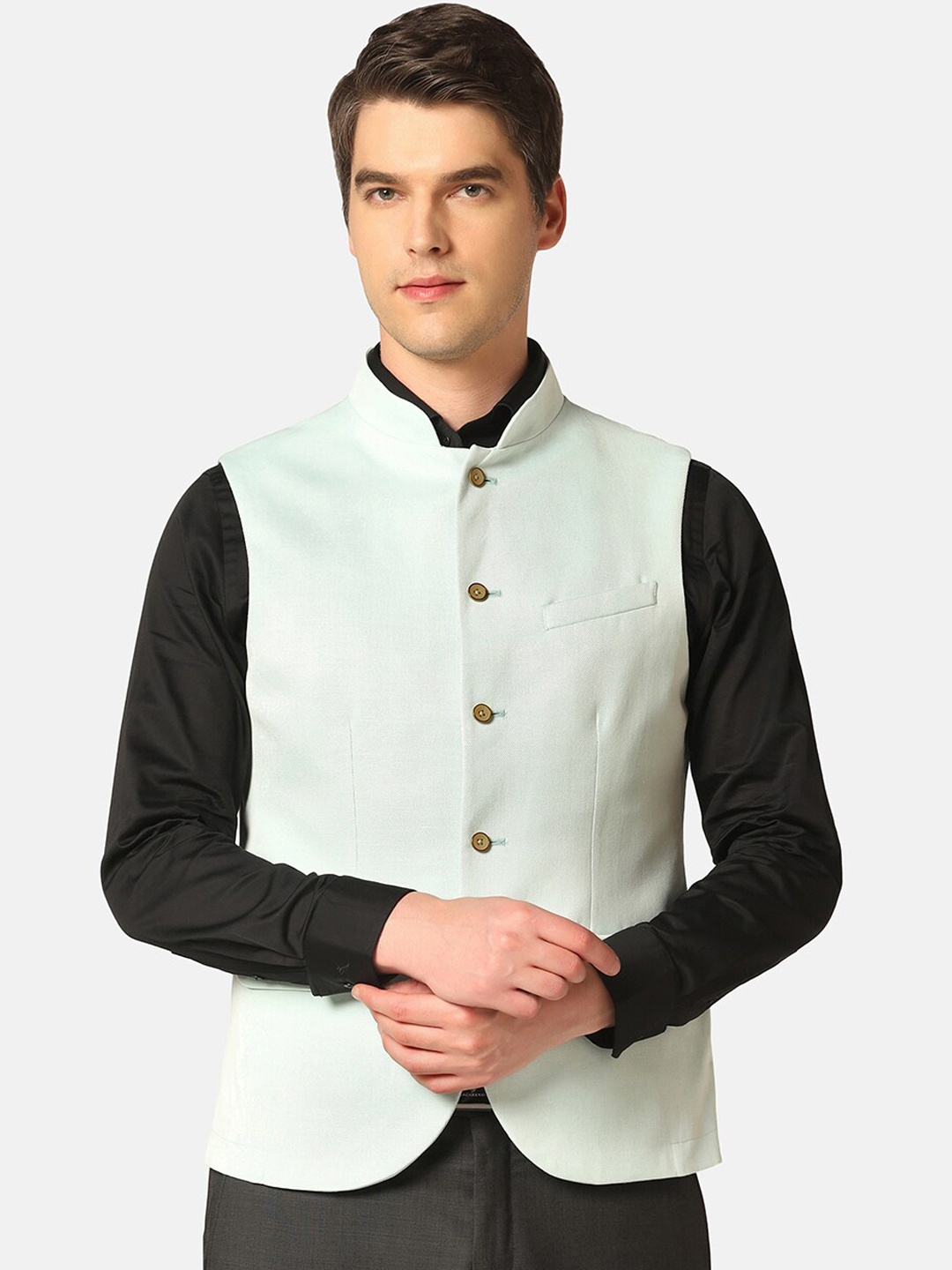 

Blackberrys Mandarin Collar Nehru Jacket, Green