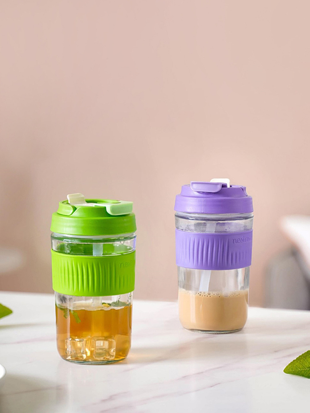 

Nestasia 2-Pieces Purple & Green Glass Bottle 480ml Each