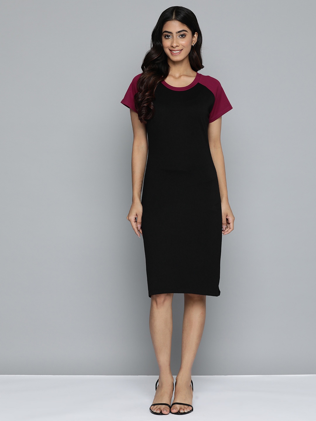 

HERE&NOW Colourblocked A-Line Dress, Maroon