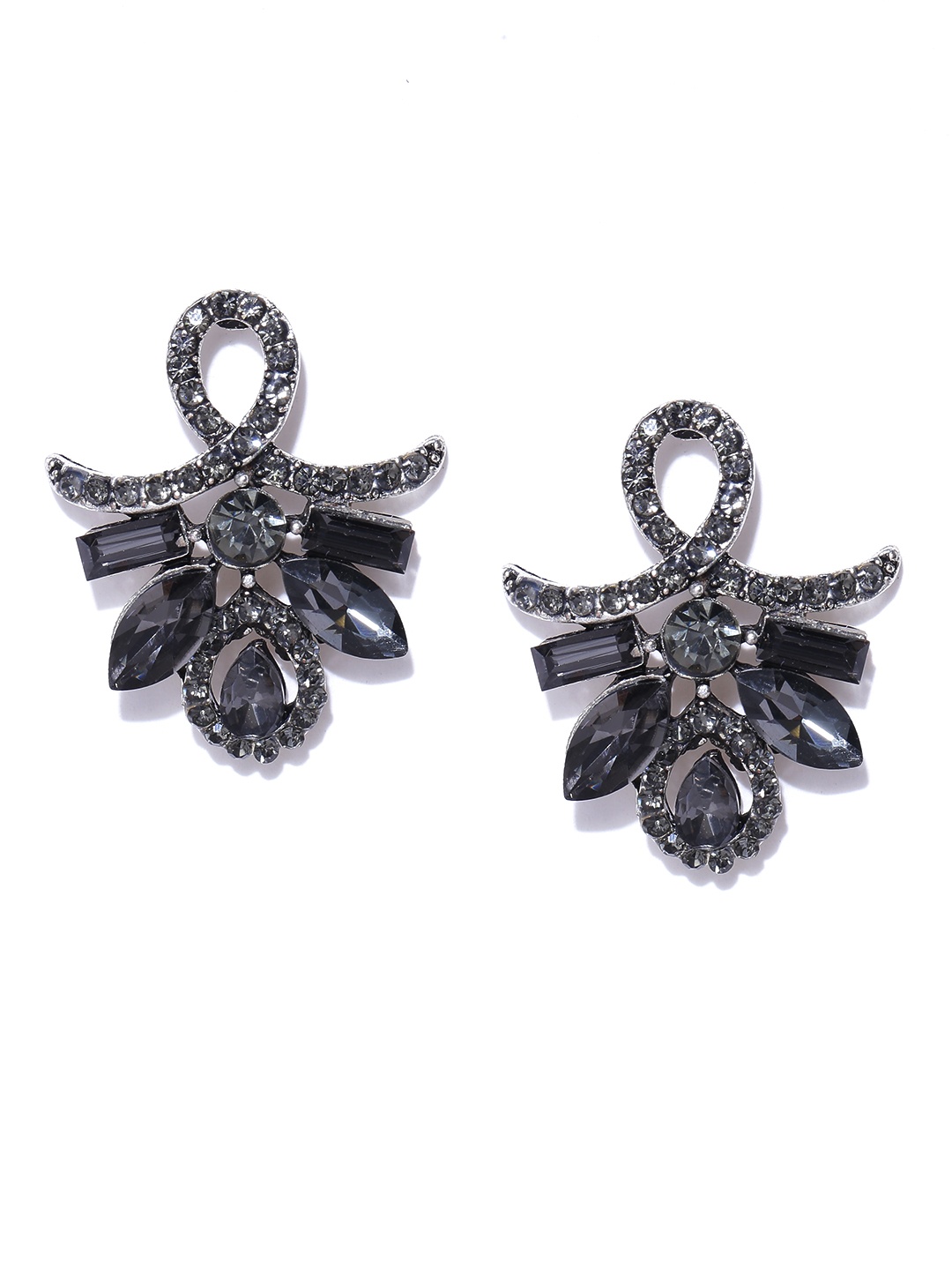 

YouBella Grey Silver-Plated Contemporary Drop Earrings