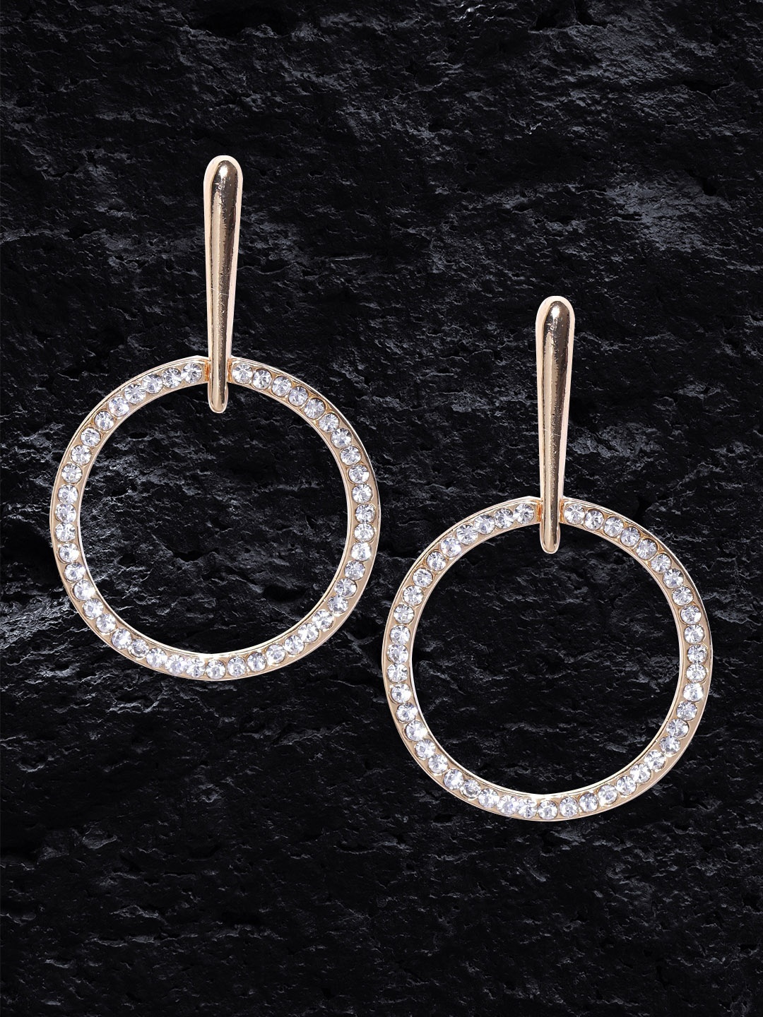 

YouBella Off-White Gold-Plated Circular Drop Earrings