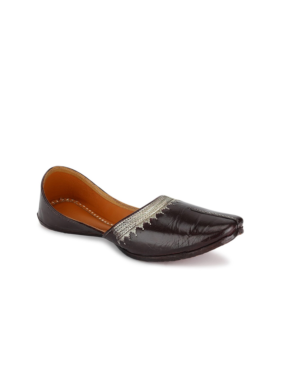 

Fabindia Men Ethnic Embroidered Comfort Insole Leather Mojaris, Brown