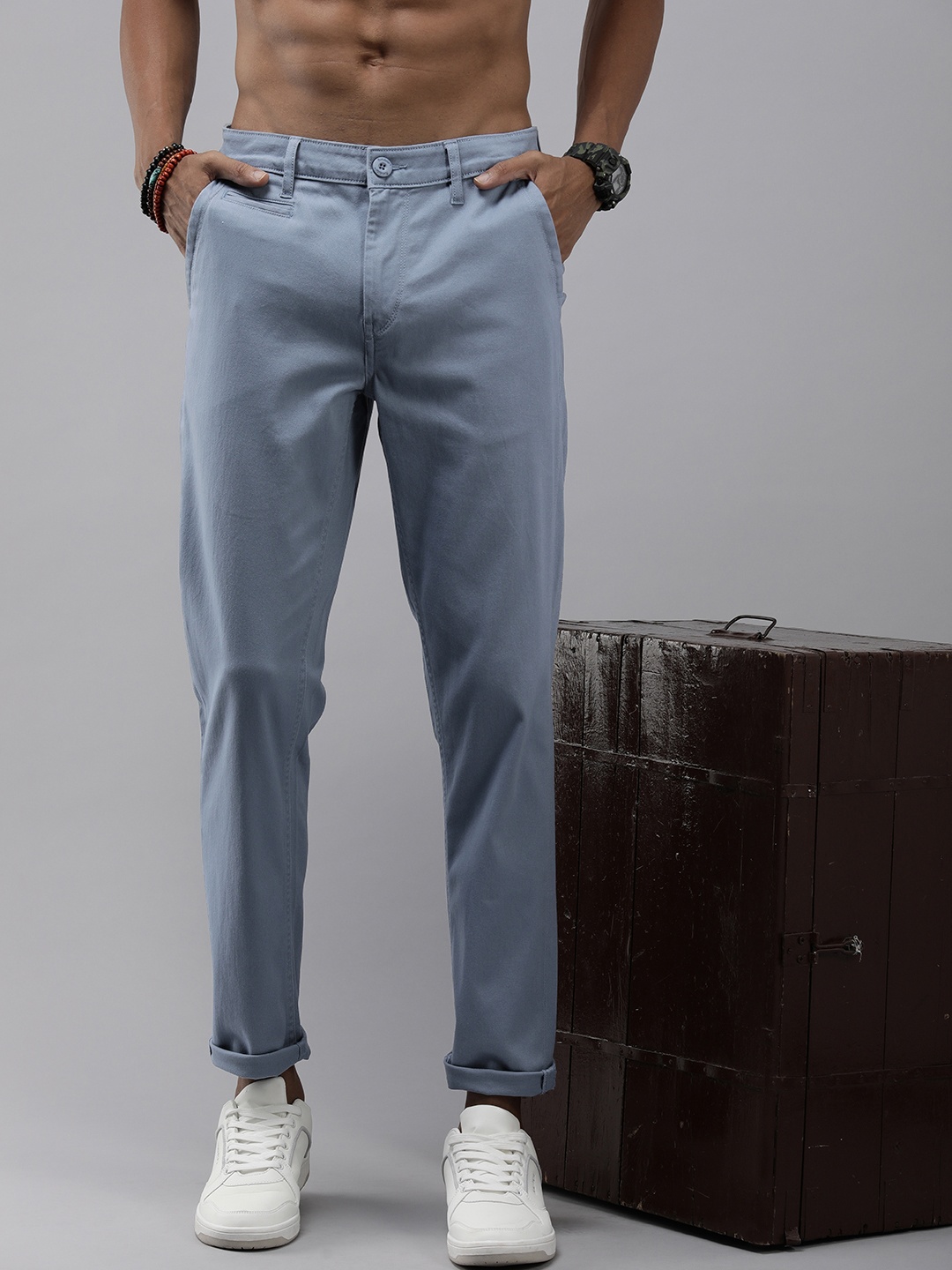 

Roadster Men Slim Fit Chinos Trousers, Blue