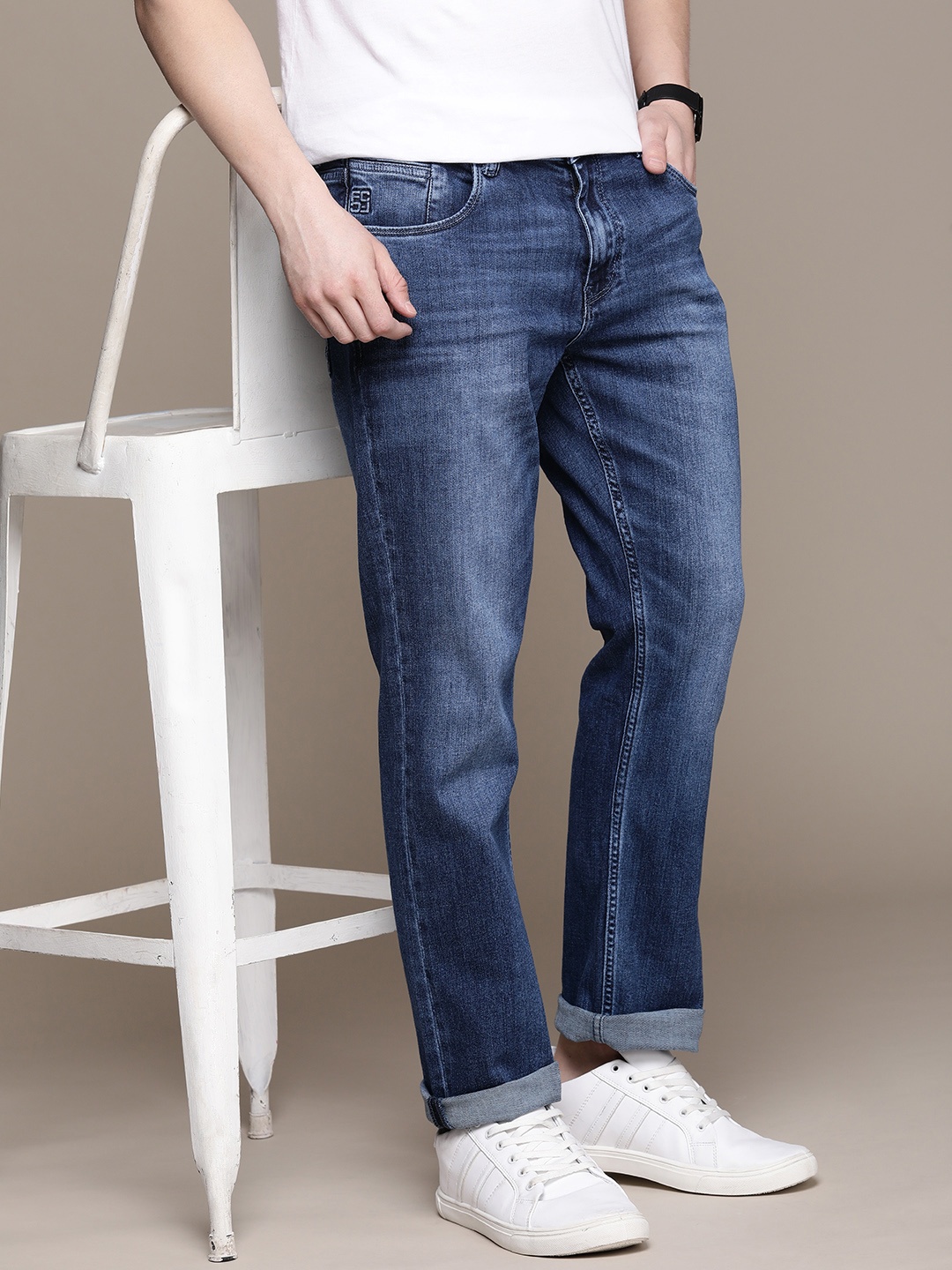 

French Connection Men Slim Fit Light Fade Stretchable Jeans, Blue