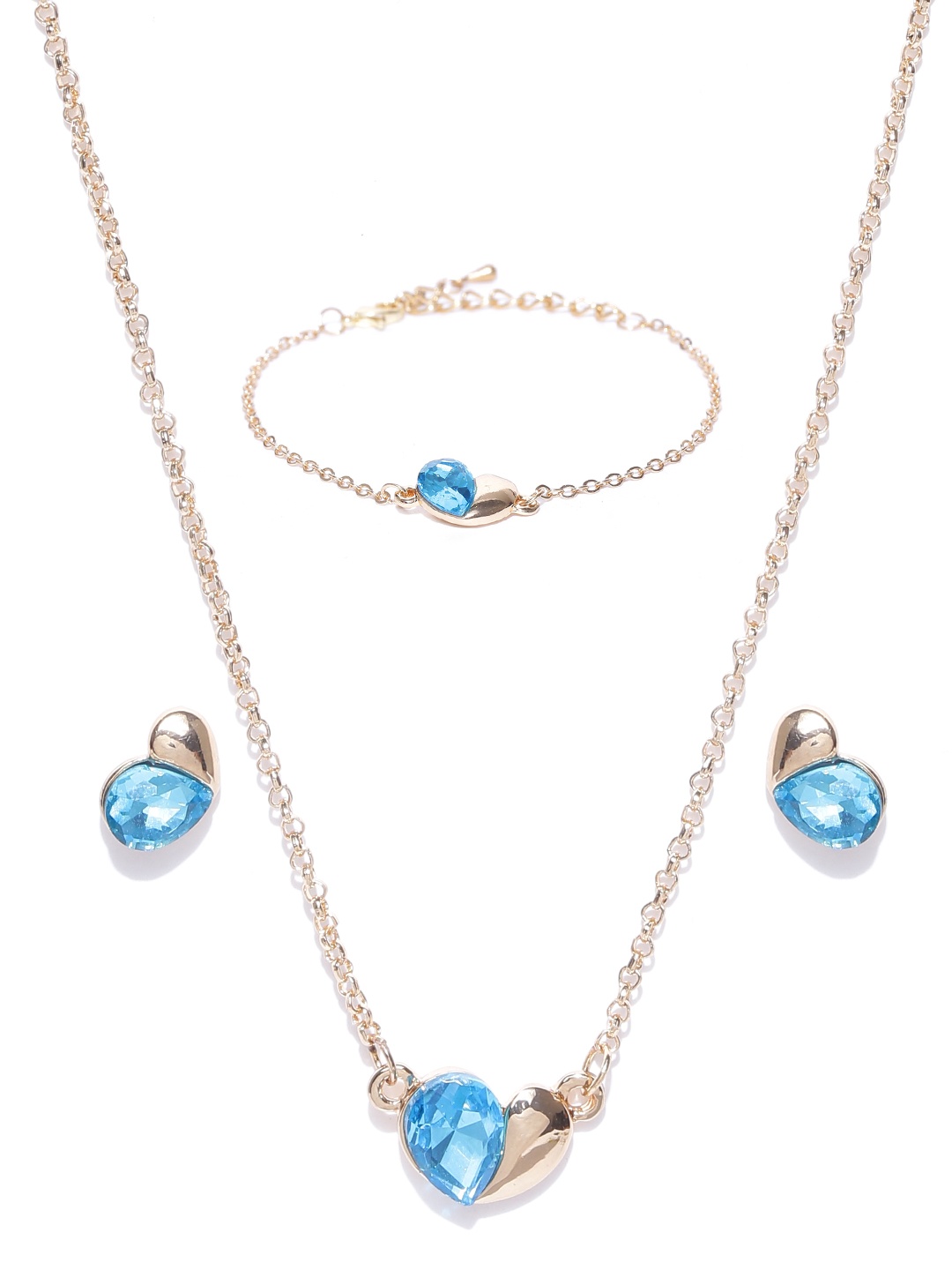 

YouBella Gold-Toned & Blue Stone-Studded Jewellery Set