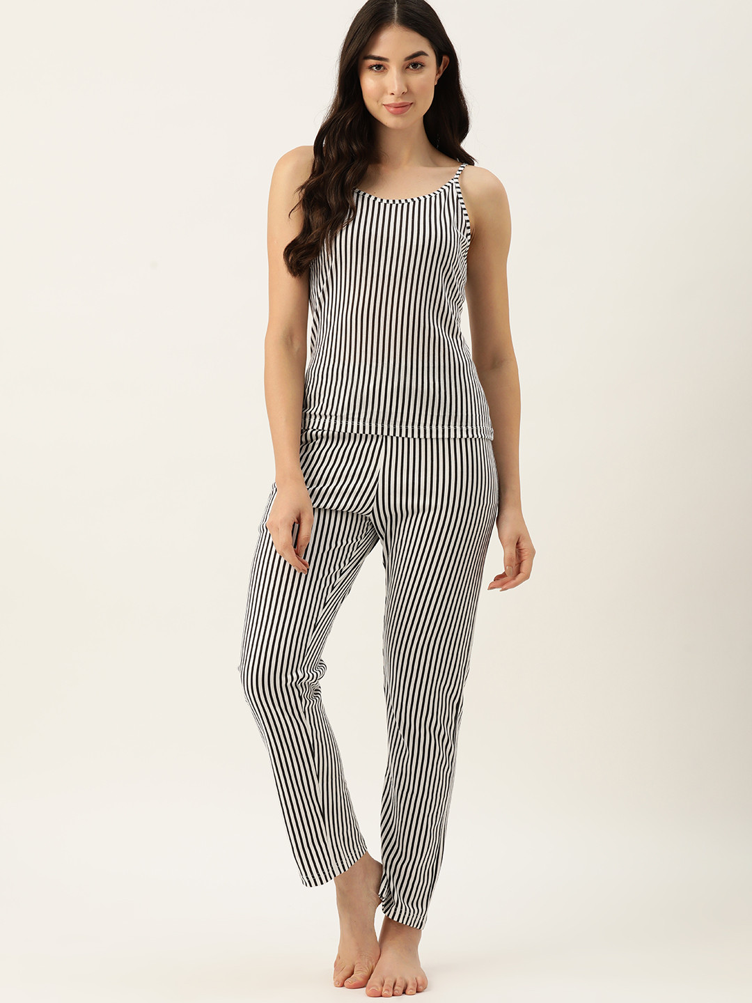 

ETC Women Black Striped Night suit