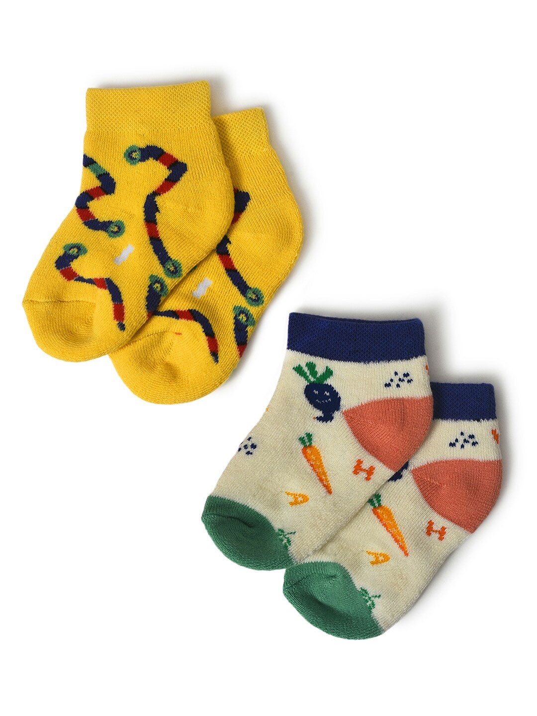 

MiArcus Kids Pack Of 2 Printed Cotton Socks, Yellow