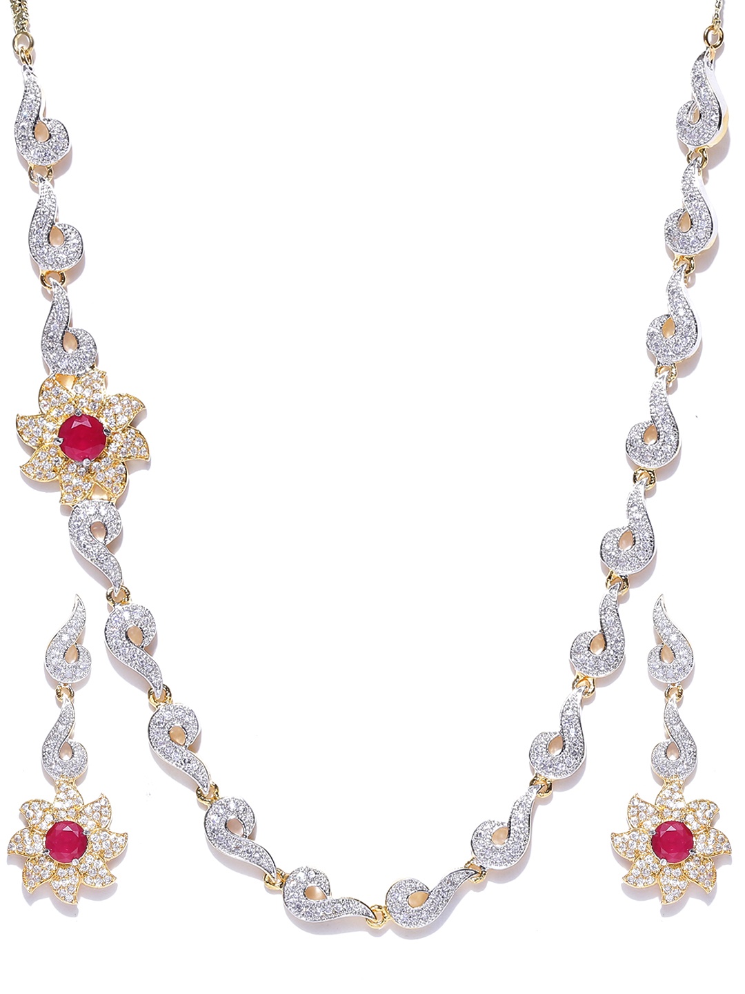 

YouBella Gold-Toned & Pink Stone-Studded Jewellery Set