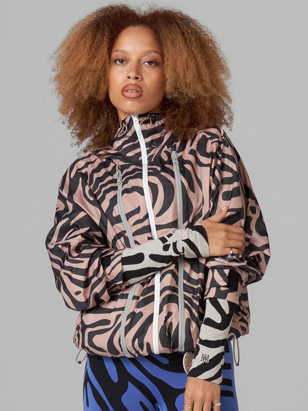 

ADIDAS By Stella Mccartney Printed Windbreaker Sporty Jacket, Pink