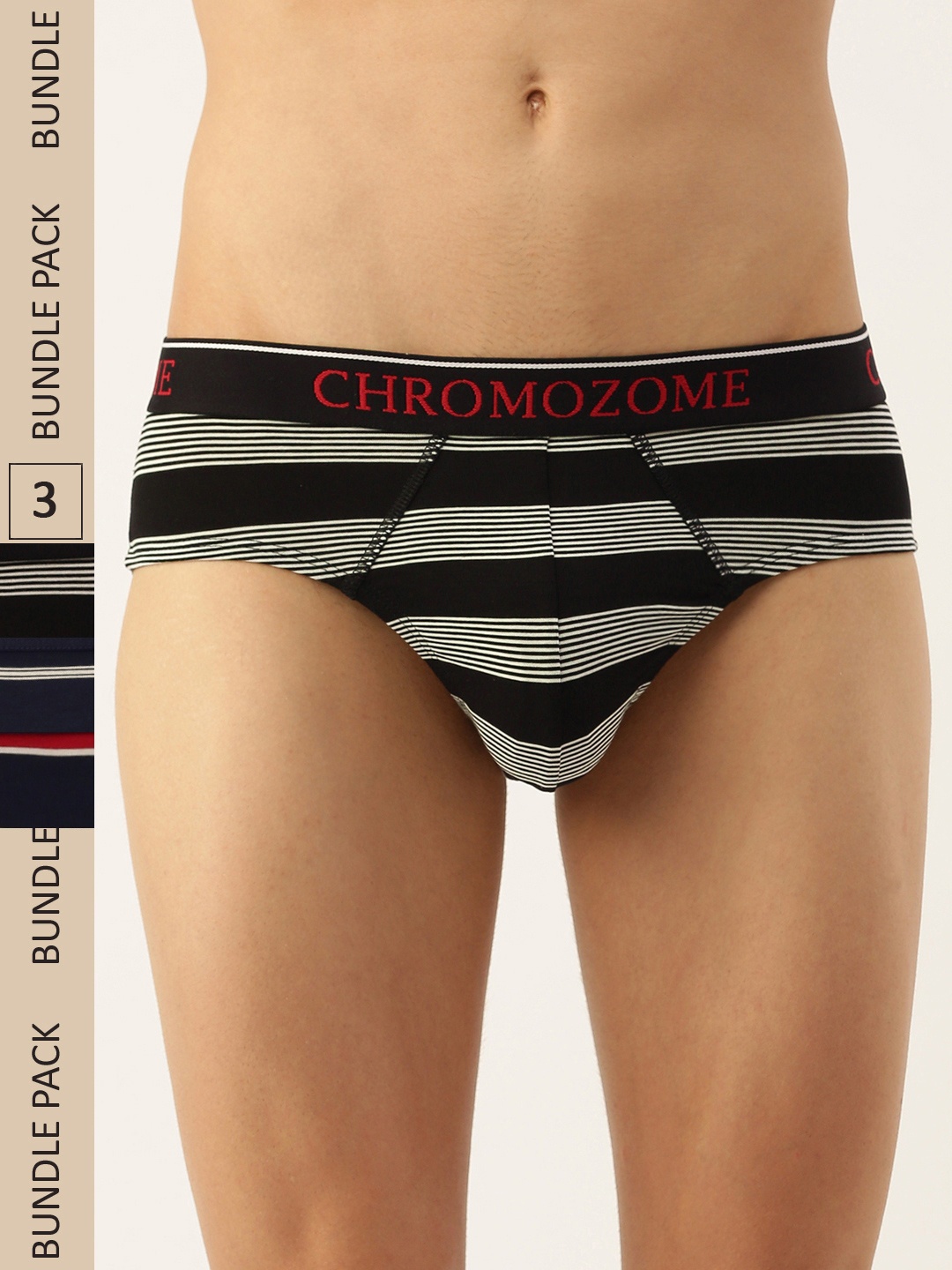 

Chromozome Men Pack of 3 Ultra Premium Micro Modal Striped Briefs 8902733642941-MULTI 6, Grey
