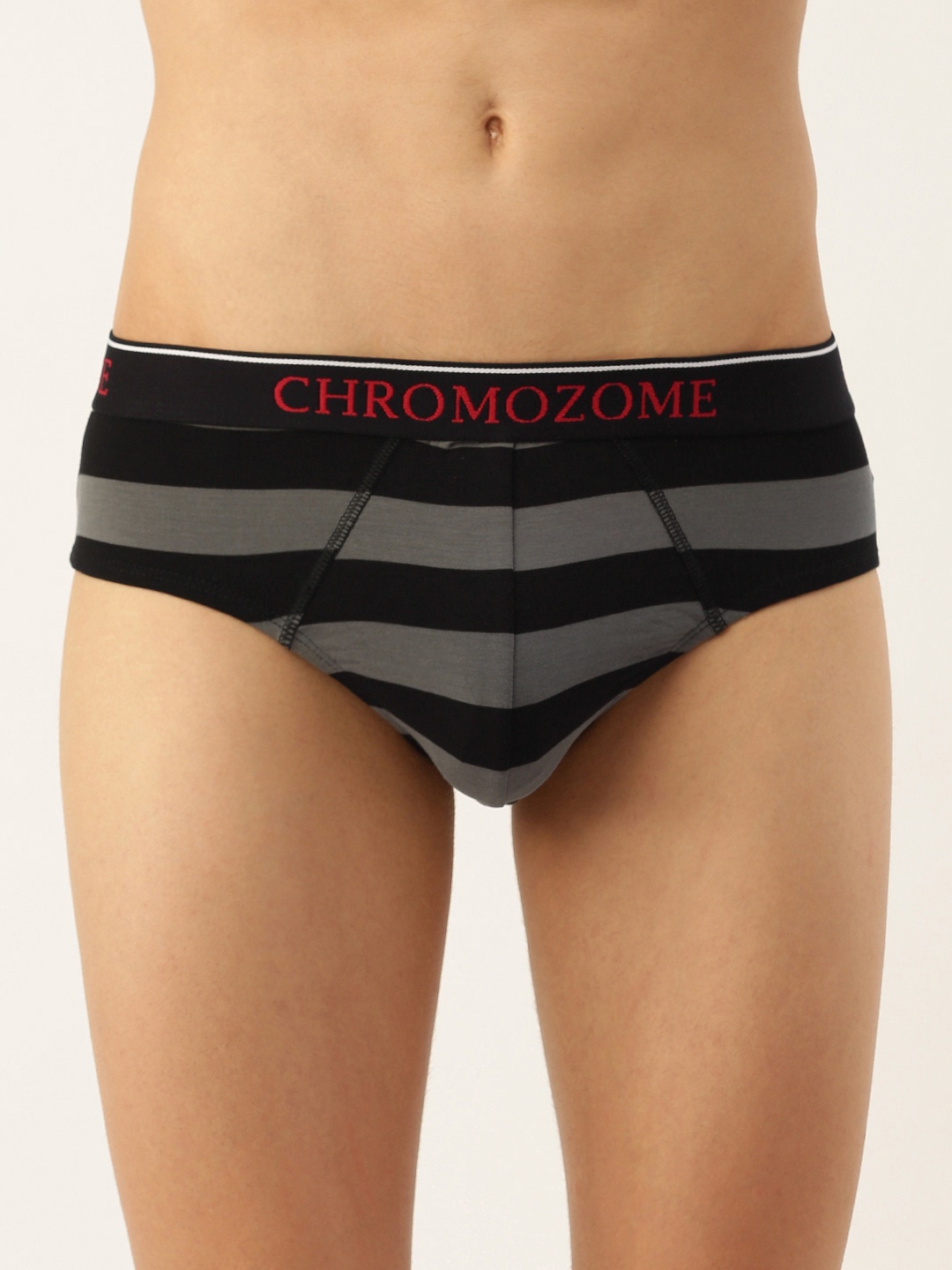 

Chromozome Men Striped Ultra Premium Micro Modal Basic Briefs 8902733642149, Black