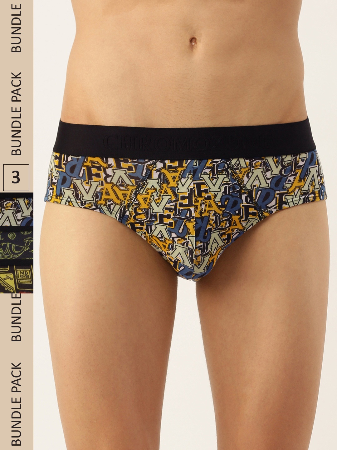 

Chromozome Men Pack of 3 Ultra Premium Micro Modal Printed Briefs 8902733641265-MULTI 9