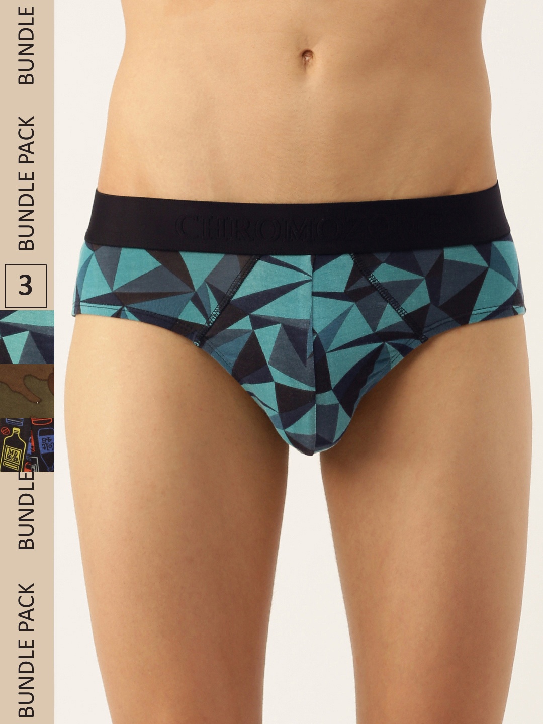 

Chromozome Men Pack of 3 Ultra-Premium Micro-Modal Printed Briefs 8902733641180, Blue