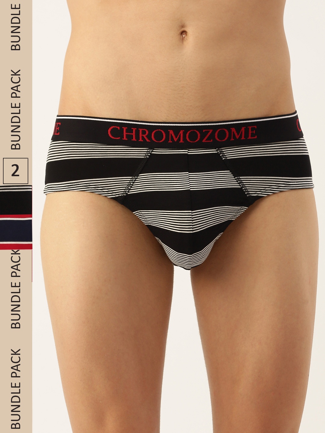 

Chromozome Men Pack of 2 Ultra Premium Micro Modal Striper Briefs 8902733642668, Multi