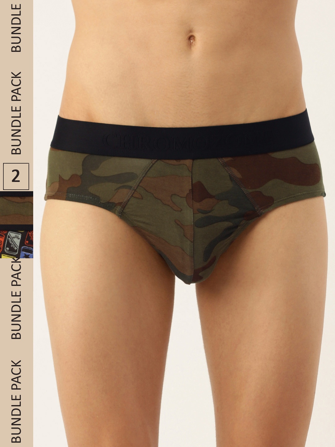 

Chromozome Men Pack of 2 Ultra Premium Micro Modal Printed Briefs 8902733640824, Olive