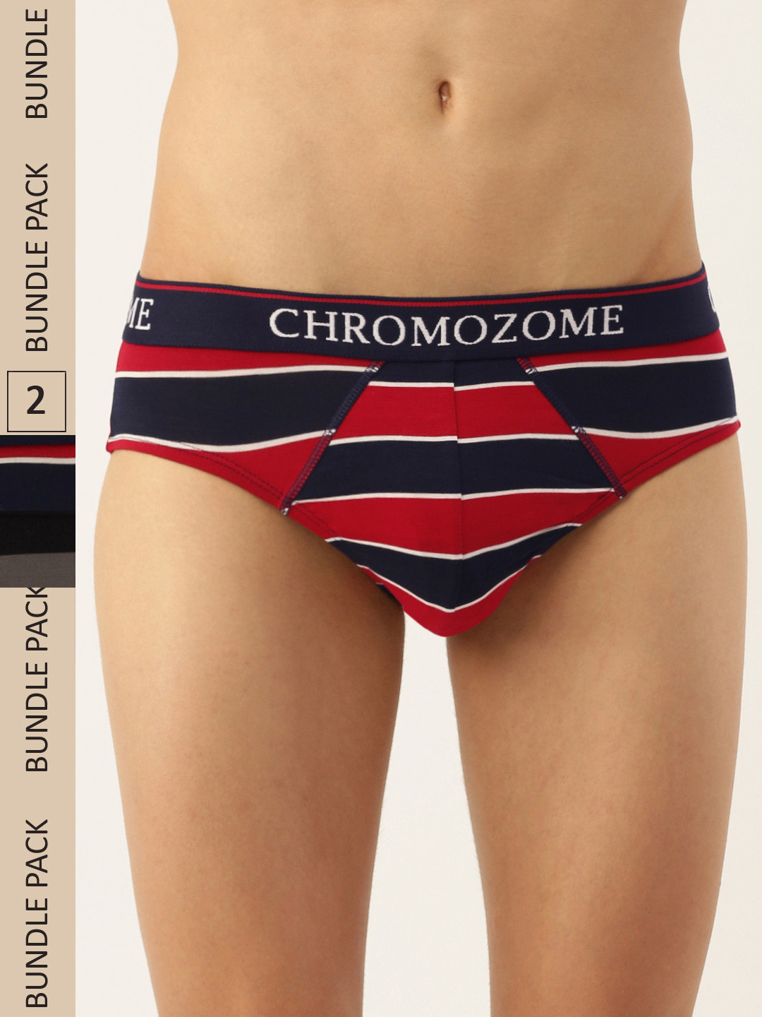 

Chromozome Men Pack of 2 Ultra Premium Micro Modal Striped Briefs 8902733642460, Red
