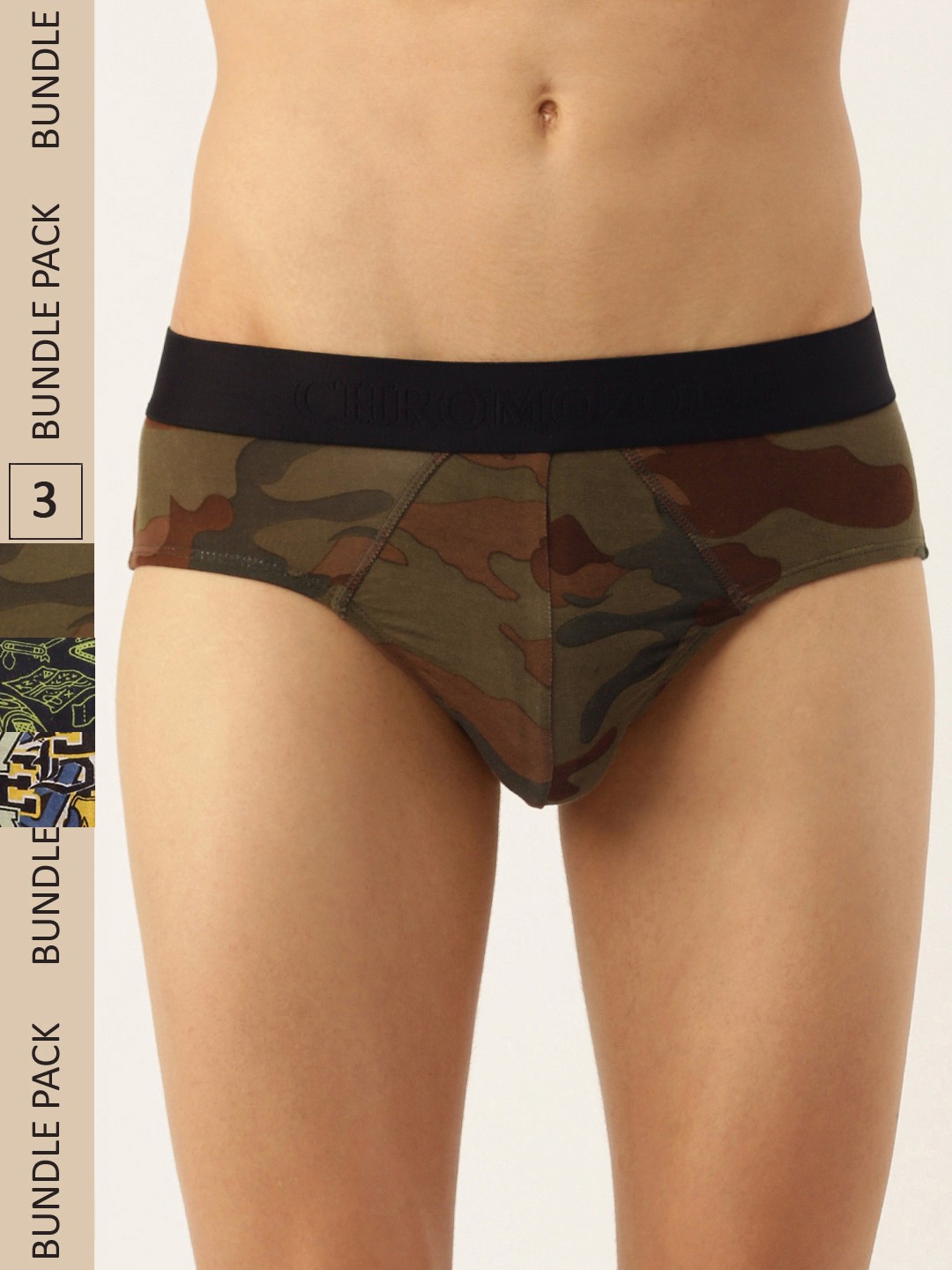 

Chromozome Men Pack of 3 Ultra-Premium Micro-Modal Printed Briefs 8902733641067, Multi