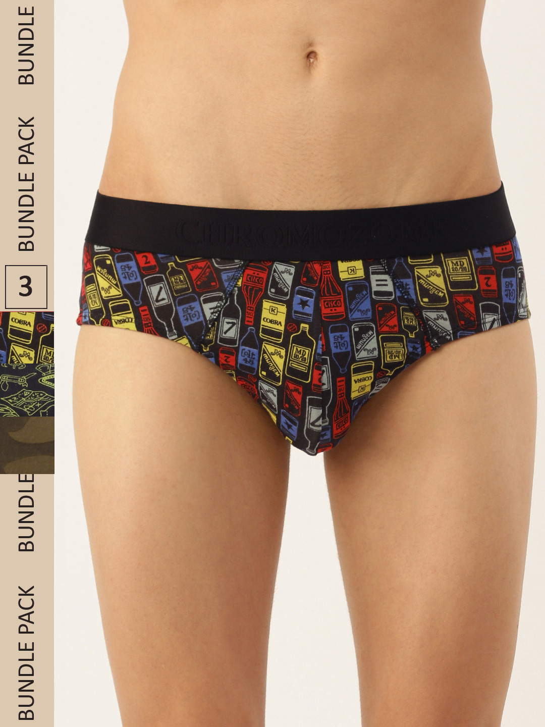 

Chromozome Men Pack of 3 Ultra-Premium Micro-Modal Printed Briefs 8902733641142, Multi