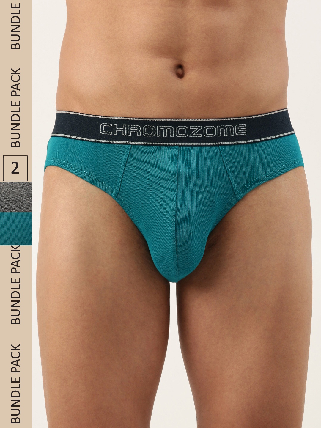 

Chromozome Men Pack Of 2 Premium Pure Cotton Ribbed Briefs 8902733639781, Blue
