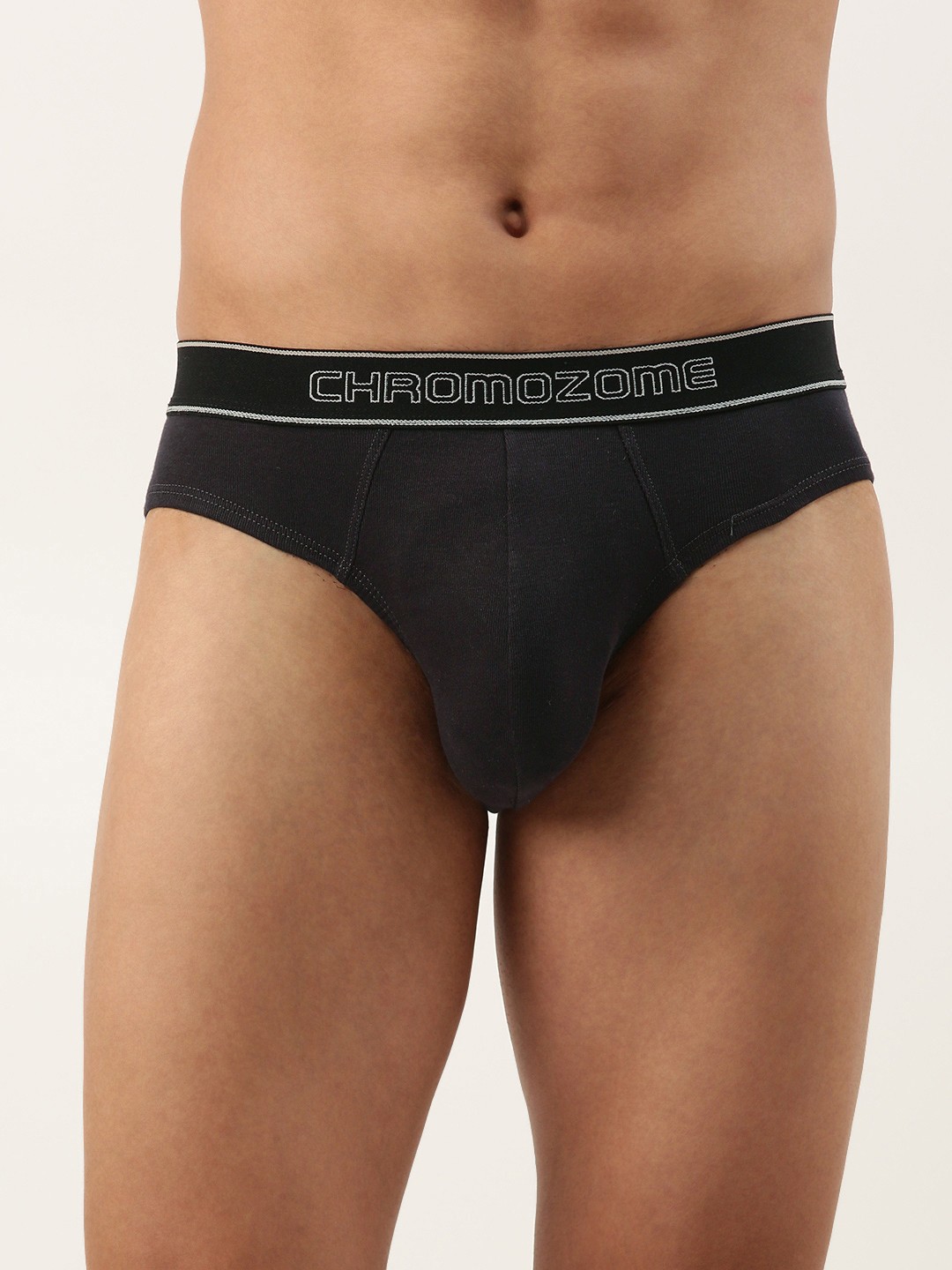 

Chromozome Men Pure Cotton Ribbed Briefs 8902733639668-STONE, Grey