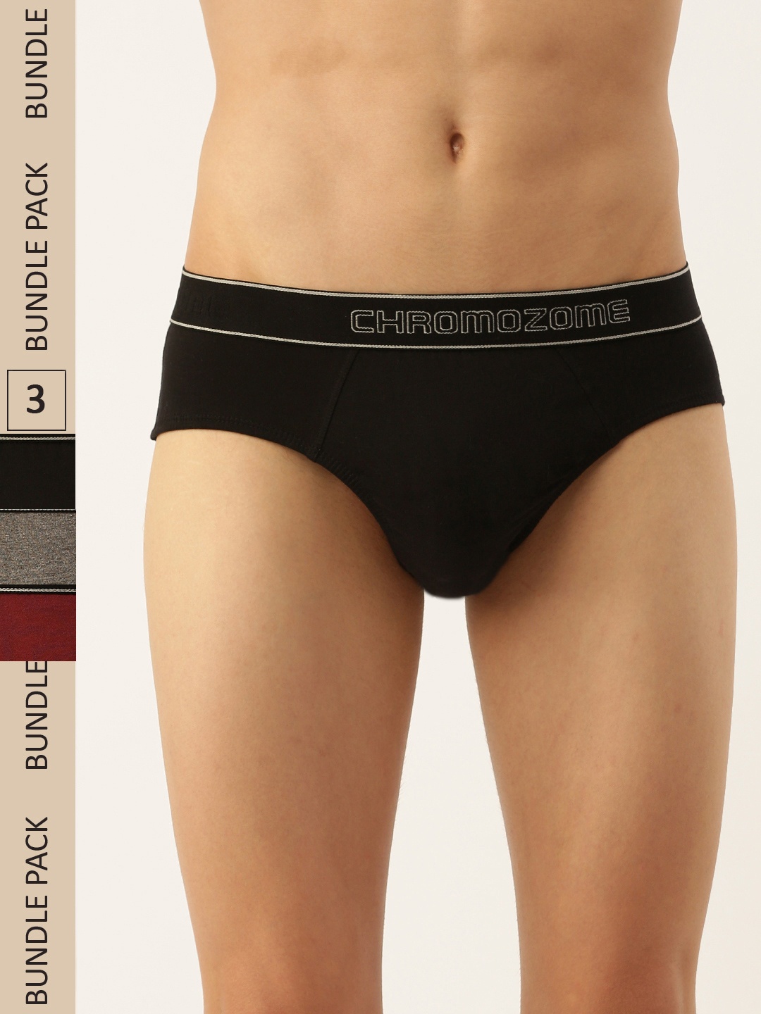 

Chromozome Men Pack of 3 Premium Pure Cotton Solid Briefs 8902733638821-MULTI 3, Maroon
