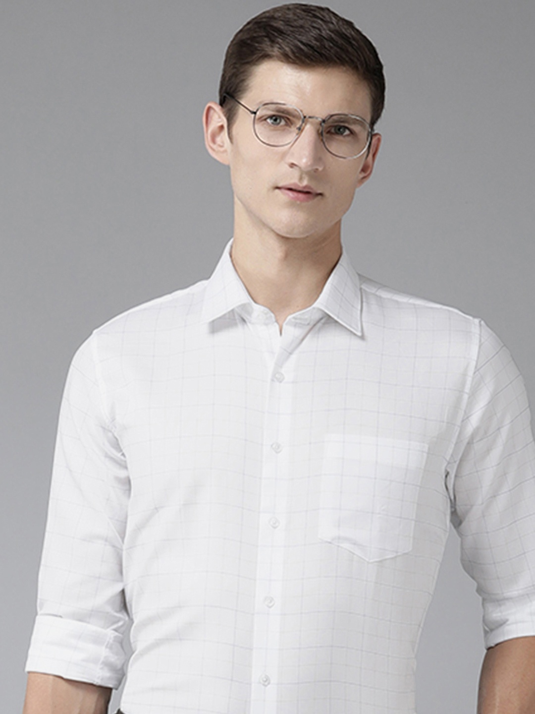 

Van Heusen Slim Fit Pure Cotton Checked Formal Shirt, White
