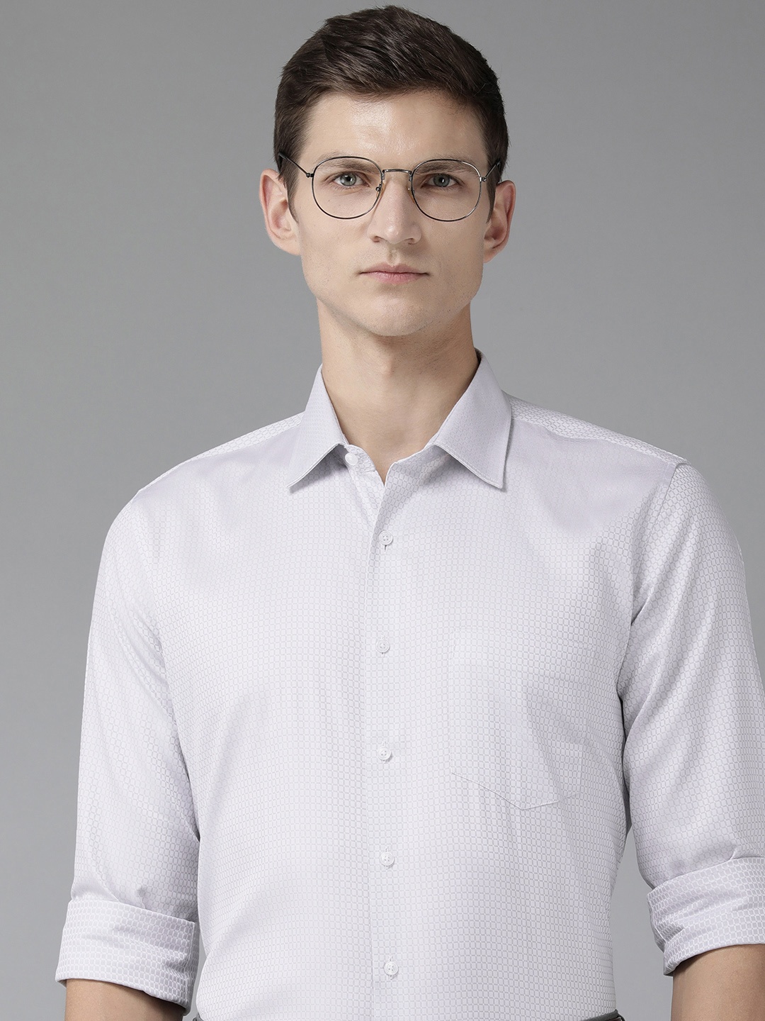 

Van Heusen Slim Fit Micro Checked Pure Cotton Formal Shirt, Grey