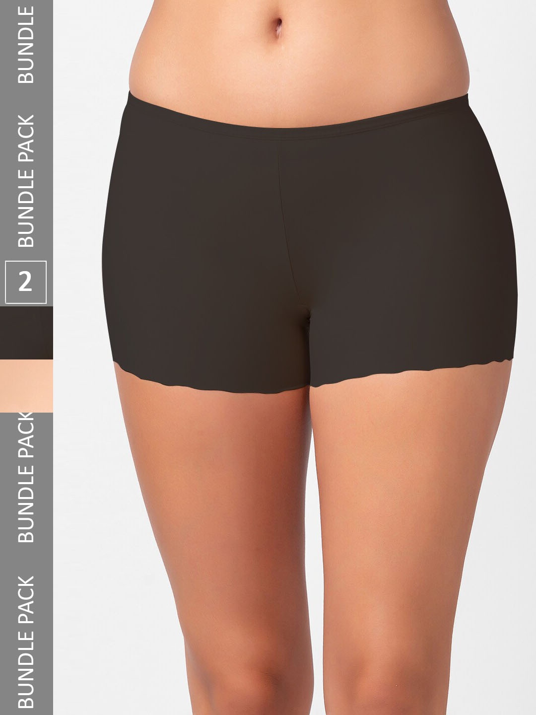 

NOIRA Women Pack Of 2 Seamless Boy Shorts Briefs, Black