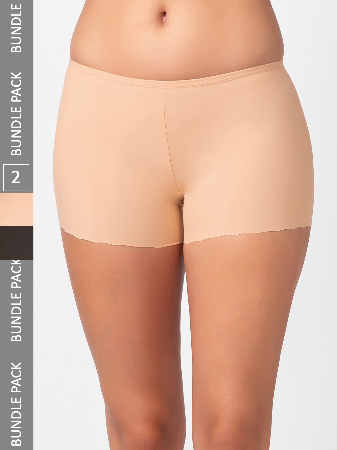 

NOIRA Women Pack Of 2 Seamless Boy Shorts Briefs, Beige