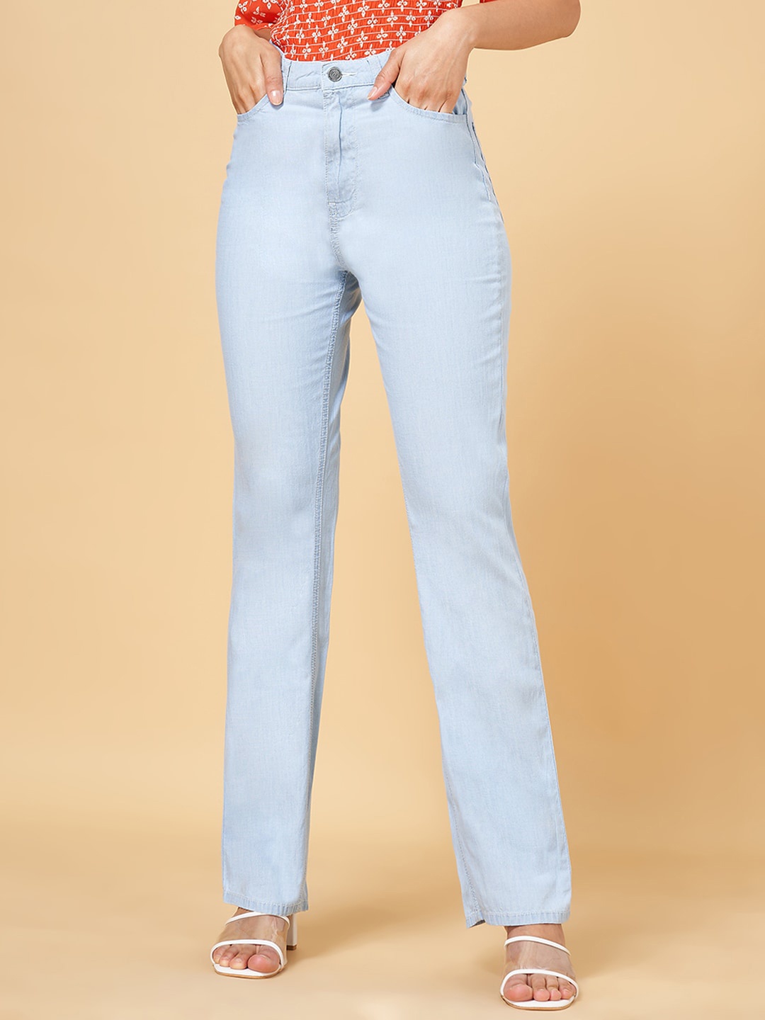 

YU by Pantaloons Women Wide Leg High-Rise Jeans, Blue