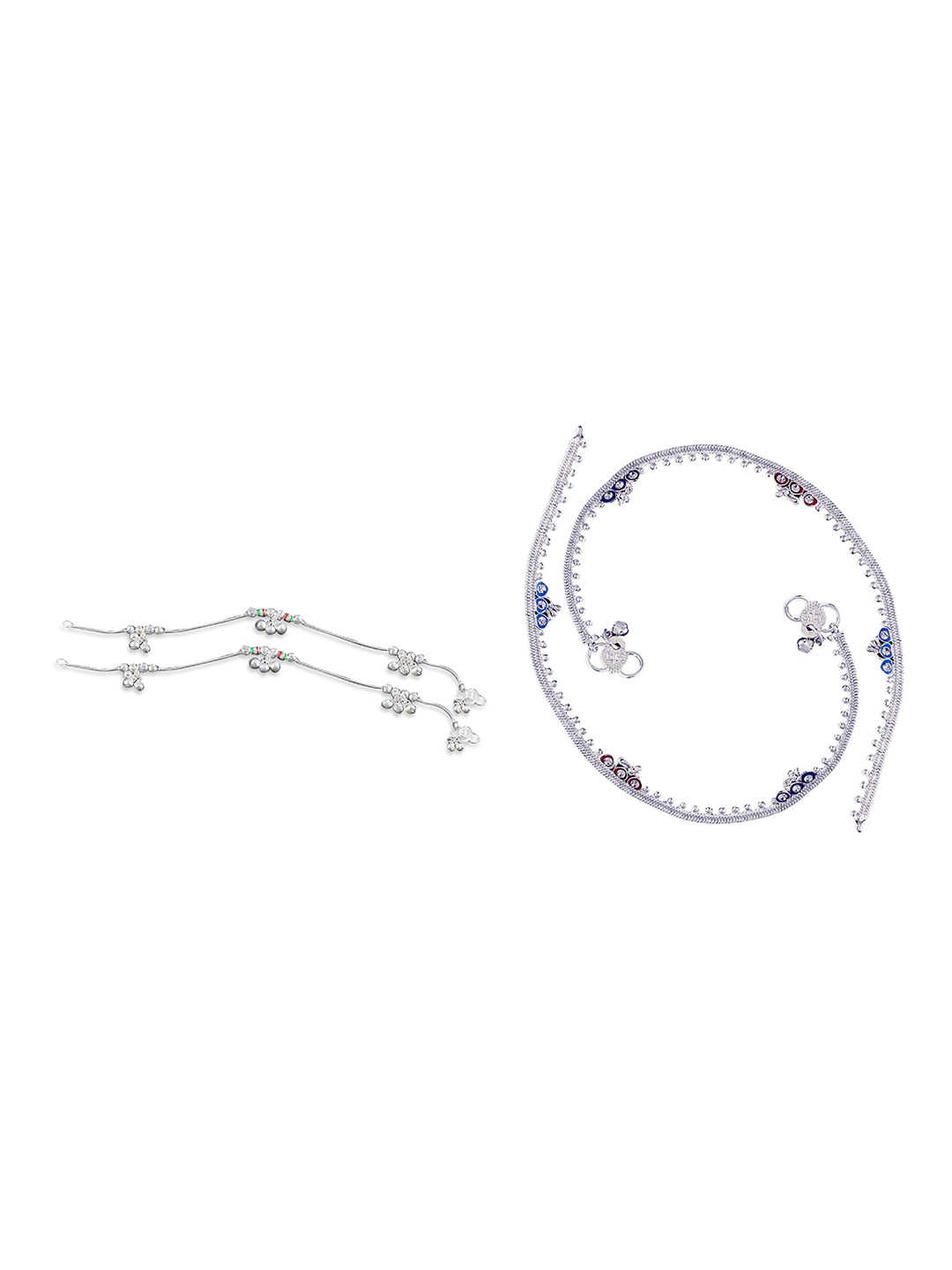 

RUHI COLLECTION Set Of 4 Silver-Plated Beaded Anklets