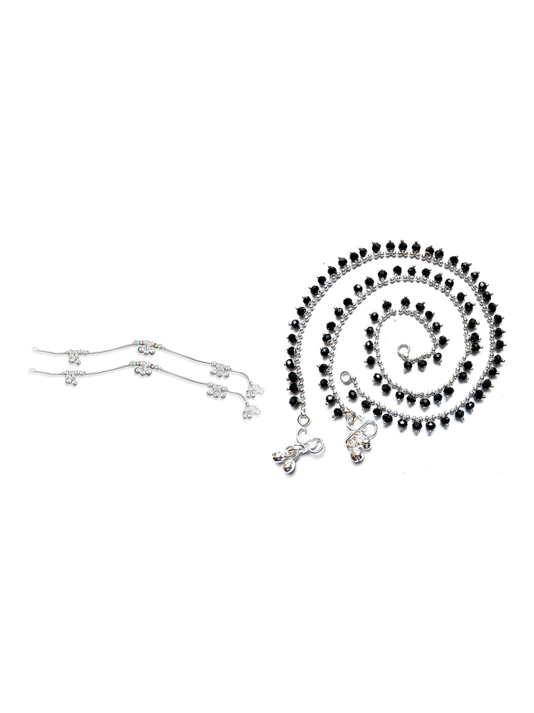 

RUHI COLLECTION Set Of 2 Silver-Plated Beaded Anklets