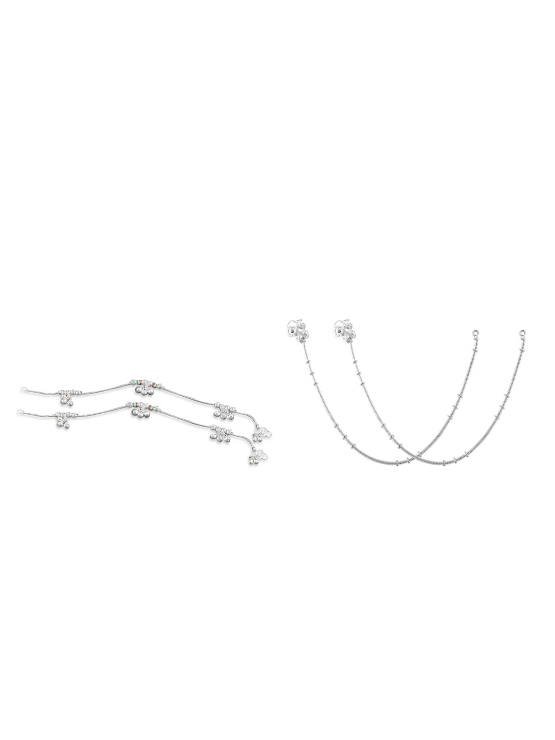

RUHI COLLECTION Set of 4 Silver-Plated Anklets