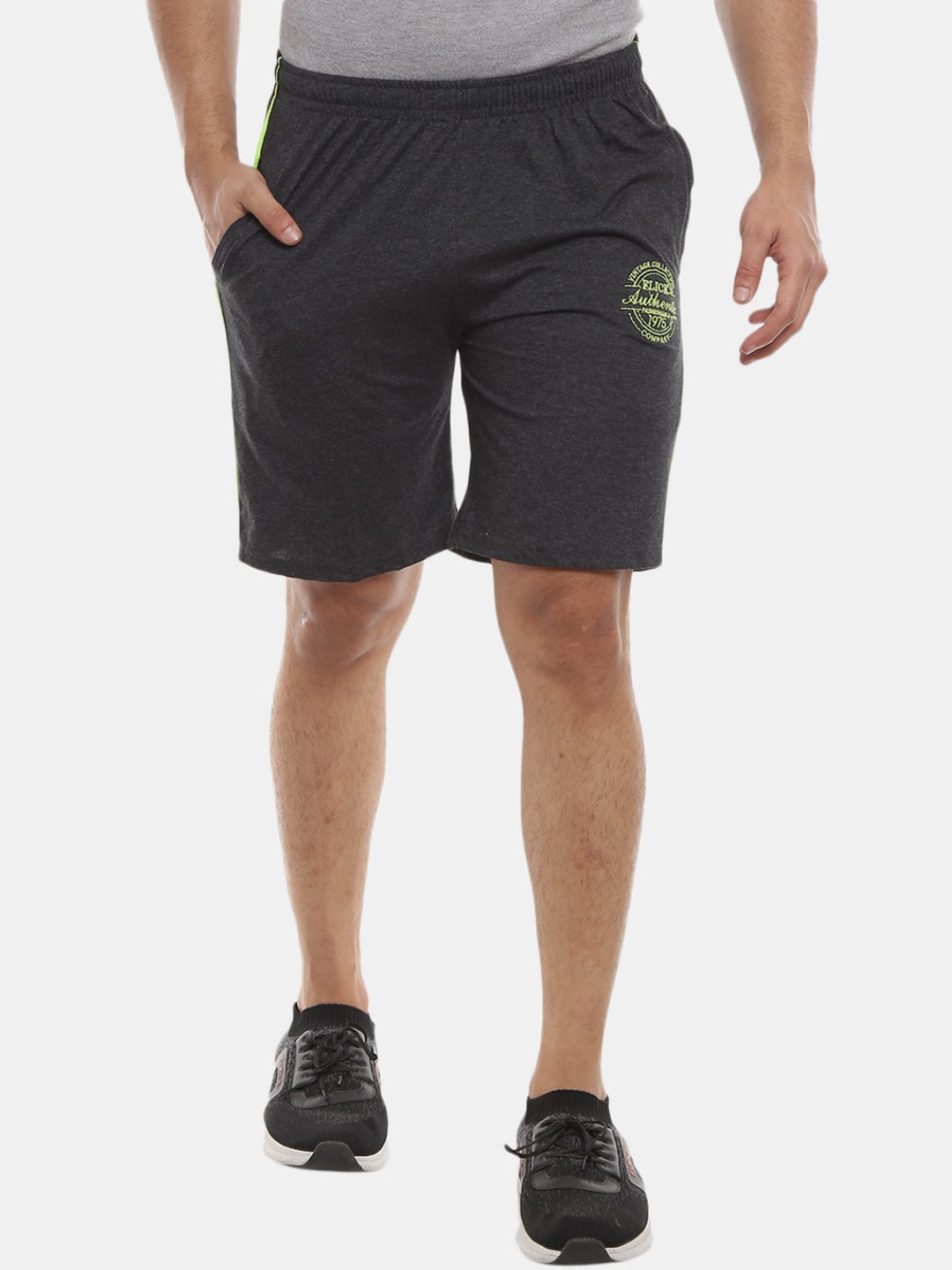 

V-Mart Men Mid-Rise Sports Cotton Shorts, Grey