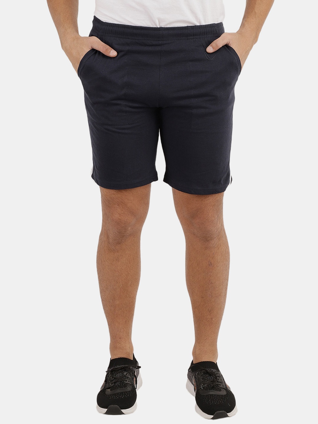 

V-Mart Men Mid Rise Knitted Cotton Shorts, Navy blue