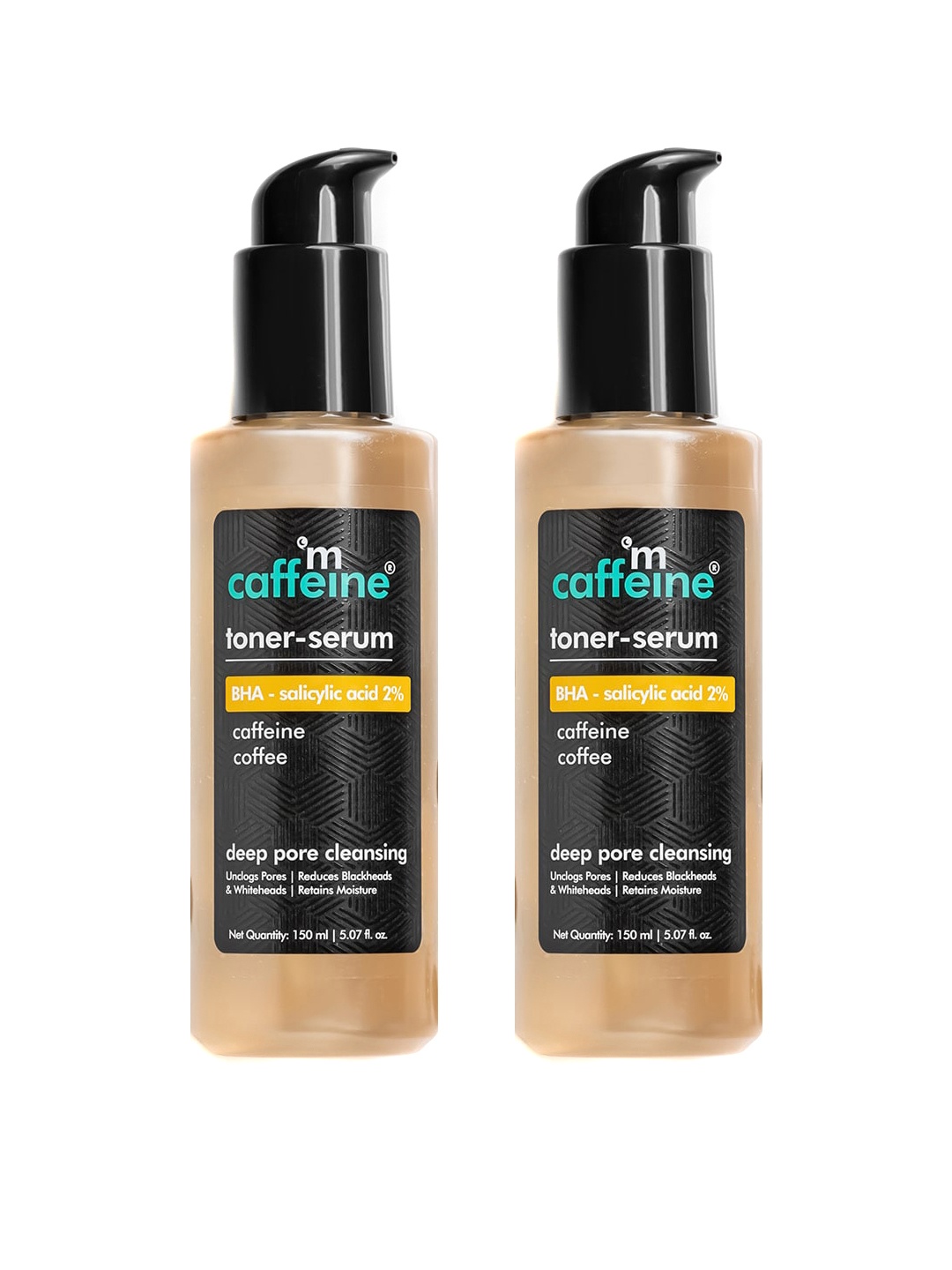 

MCaffeine Set Of 2 Deep Pore Cleansing Toner-Serum with BHA & Salicylic Acid - 150ml Each, Brown